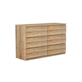 Cómoda de 6 Cajones con Amplio Espacio de Almacenaje - Color Natural - 120x40x75 cm - Mueble Moderno para Dormitorio.