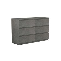 Cómoda de 6 Cajones con Amplio Espacio de Almacenaje - Mármol Gris - 120x40x75 cm - Mueble Moderno para Dormitorio.