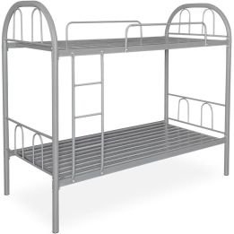 Litera Metálica Reforzada con Barandilla y Escalera - Estructura Tubular - Acero aleado - Color Gris - 90x190 Cm