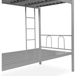 Litera Metálica Reforzada con Barandilla y Escalera - Estructura Tubular - Acero aleado - Color Gris - 90x190 Cm