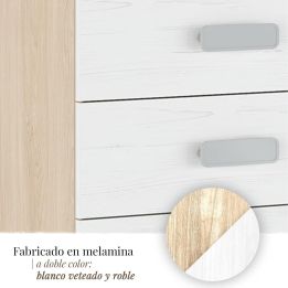 Meyvaser -Sinfonier 5 Cajones, Cómoda, Acabado en Roble y Blanco, Medidas: 60 cm (An) x 108,5 cm (Al) x 38 cm de (Fon)