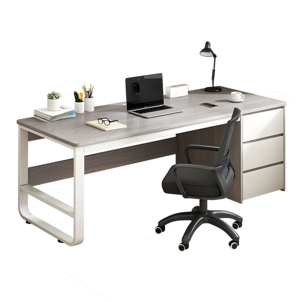Meyvaser.com Ecommerce Company Escritorio de Oficina con 3 Cajones, MDF Gris y Blanco, 120x48x74cm - Moderno y Funcional