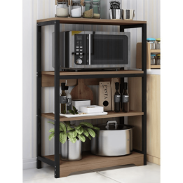 Meyvaser Estantería de Cocina con Marco de Metal Negro, Estante Industrial para microondas 60x30x100 Cm