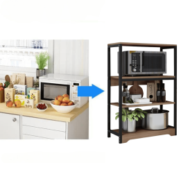 Meyvaser Estantería de Cocina con Marco de Metal Negro, Estante Industrial para microondas 60x30x100 Cm