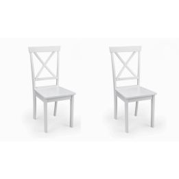 Pack de 2 Sillas de Madera Lacada en Blanco Mate, Diseño Moderno y Elegante, Medidas 42,5x53,94 cm