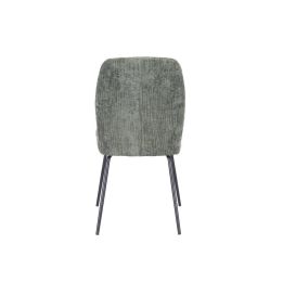 Pack de 2 Sillas Tapizadas en Tela Musgo con Patas en Acabado Negro, Asiento y Respaldo Ergonómicos, Medidas 61x47x89 cm