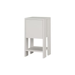Mesilla de Noche Color Blanco 1 Cajón, Puerta Abatible 30x30x55cm - Estilo Moderno